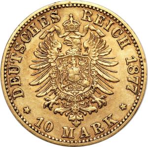 Niemcy Prusy Wilhelm I 10 Marek 1877 C Frankfurt - RZADSZY