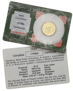 50 złotych 2006 Orzeł Bielik – 1/10 UNCJI ZŁOTA