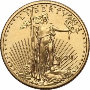 USA. Złote 5 $ dolarów 2011 Orzeł (Eagle) - 1/10 uncji złota