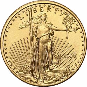 USA. Złote 5 $ dolarów 2014 Orzeł (Eagle) - 1/10 uncji złota