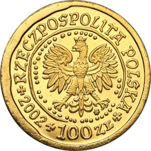 Polska III RP 100 złotych 2002 Orzeł Bielik (1/4 uncji złota) st. 1-