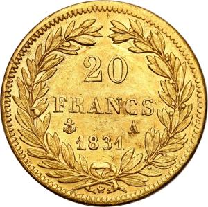 Francja. 20 franków 1831 A Ludwik Filip I