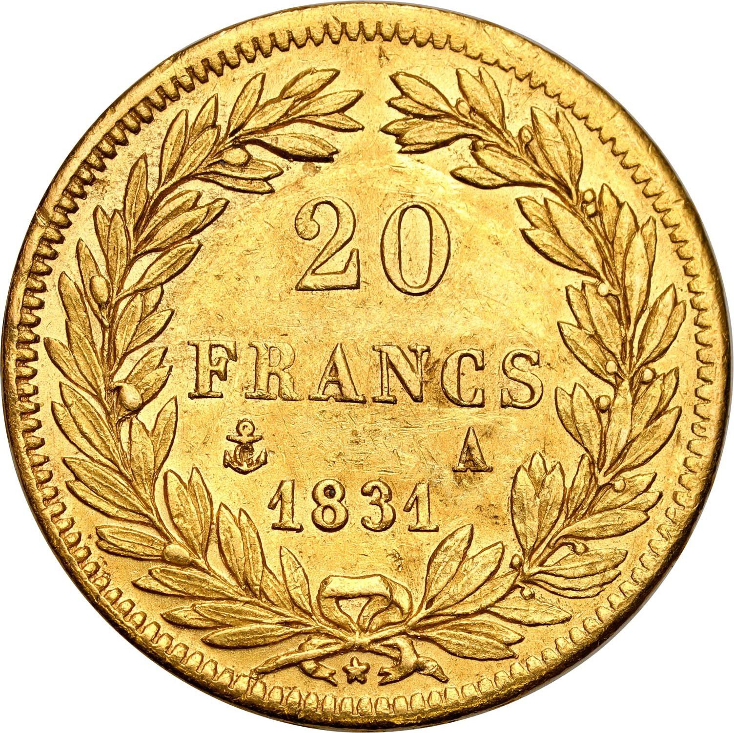 Francja. 20 franków 1831 A Ludwik Filip I