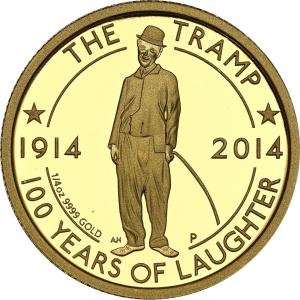 Tuvalu. 25 dolarów Charlie Chaplin – 100 lat śmiechu 1914-2014 – 1/4 uncji złota