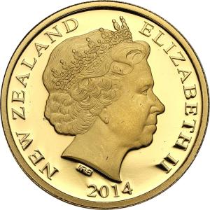 Nowa Zelandia. Elżbieta II 2014 10 dolarów – 1/4 uncji złota