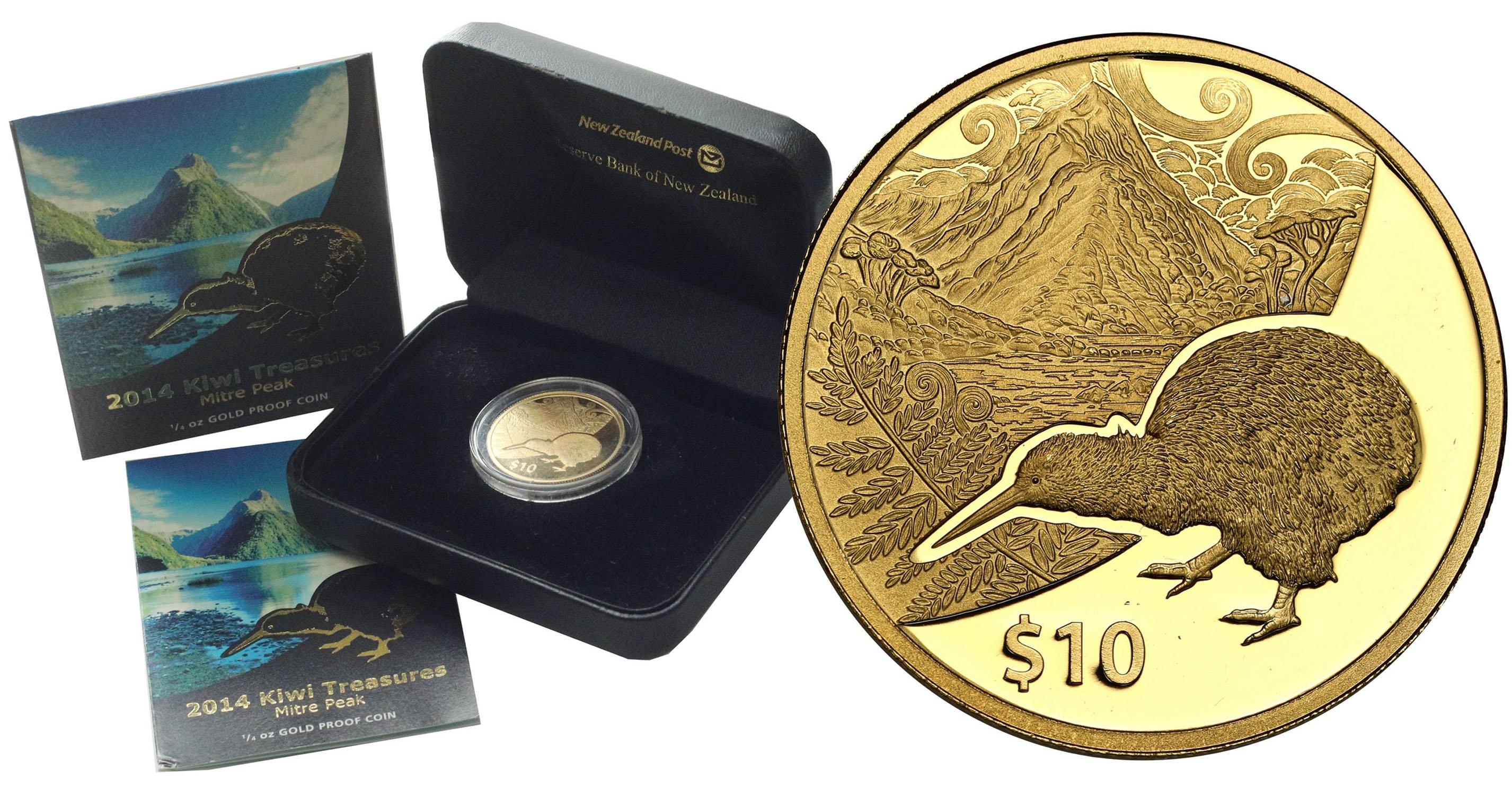 Nowa Zelandia. Elżbieta II 2014 10 dolarów – 1/4 uncji złota