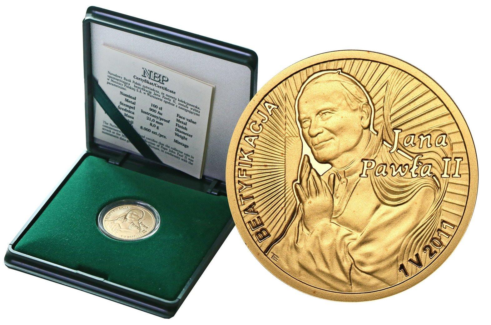 100 złotych 2011 Beatyfikacja Jana Pawła II - ZŁOTO