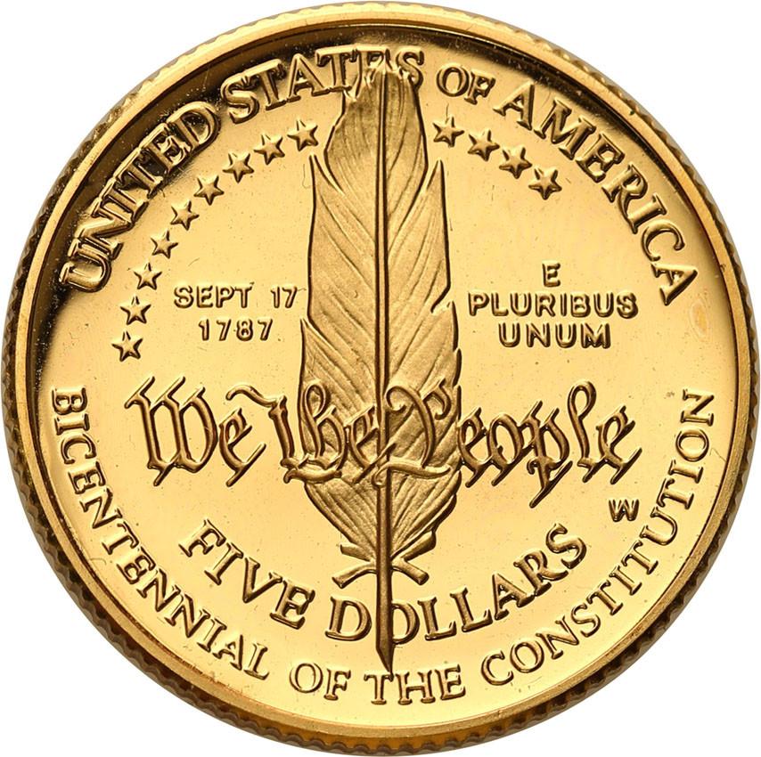 USA. 5 dolarów 1987 Konstytucja - ZŁOTO