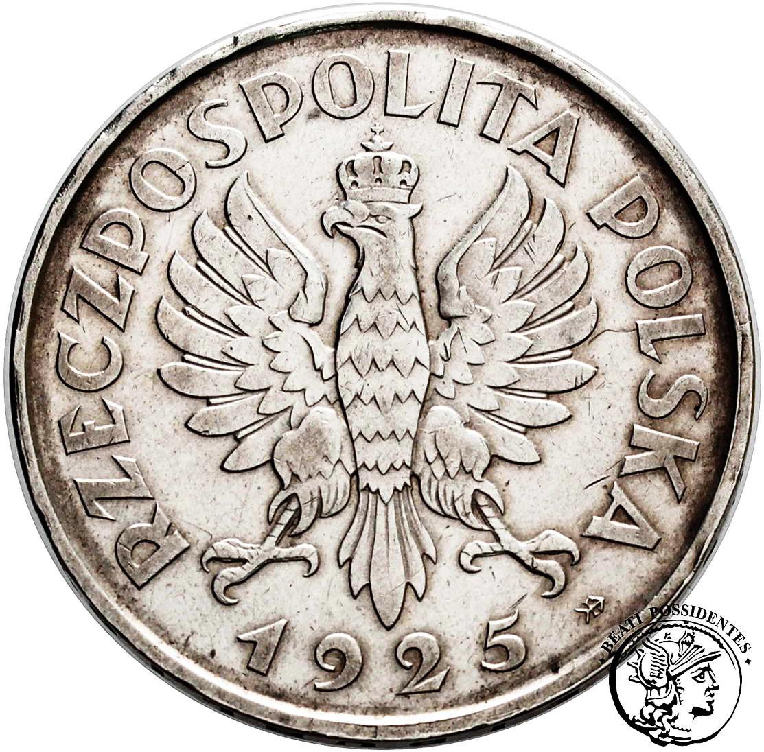 Polska II RP PRÓBA Srebro 5 zł 1925 Konstytucja 81 perełek st. 2