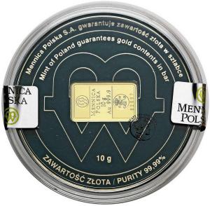 Polska złoto w sztabce Mennica Polska 10 g Au .999,9 2009 st.1