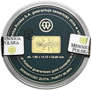 Polska złoto w sztabce Mennica Polska 10 g Au .999,9 2009 st.1