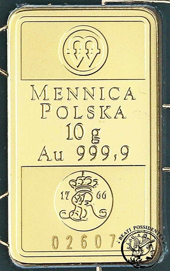 Polska złoto w sztabce Mennica Polska 10 g Au .999,9 2009 st.1