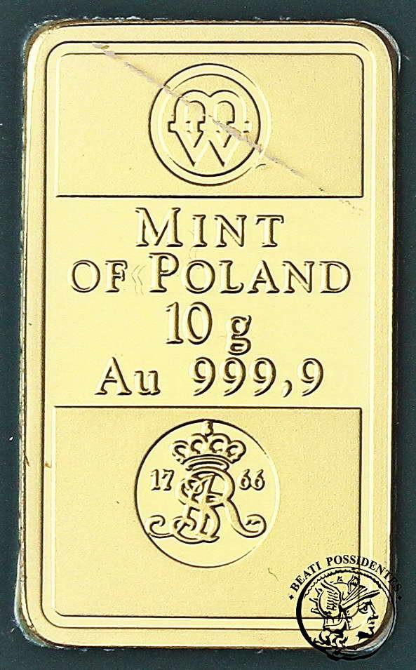 Polska złoto w sztabce Mennica Polska 10 g Au .999,9 2009 st.1