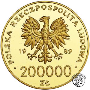 Polska 200 000 złotych 1989 Jan Paweł II „kratka”  st. L