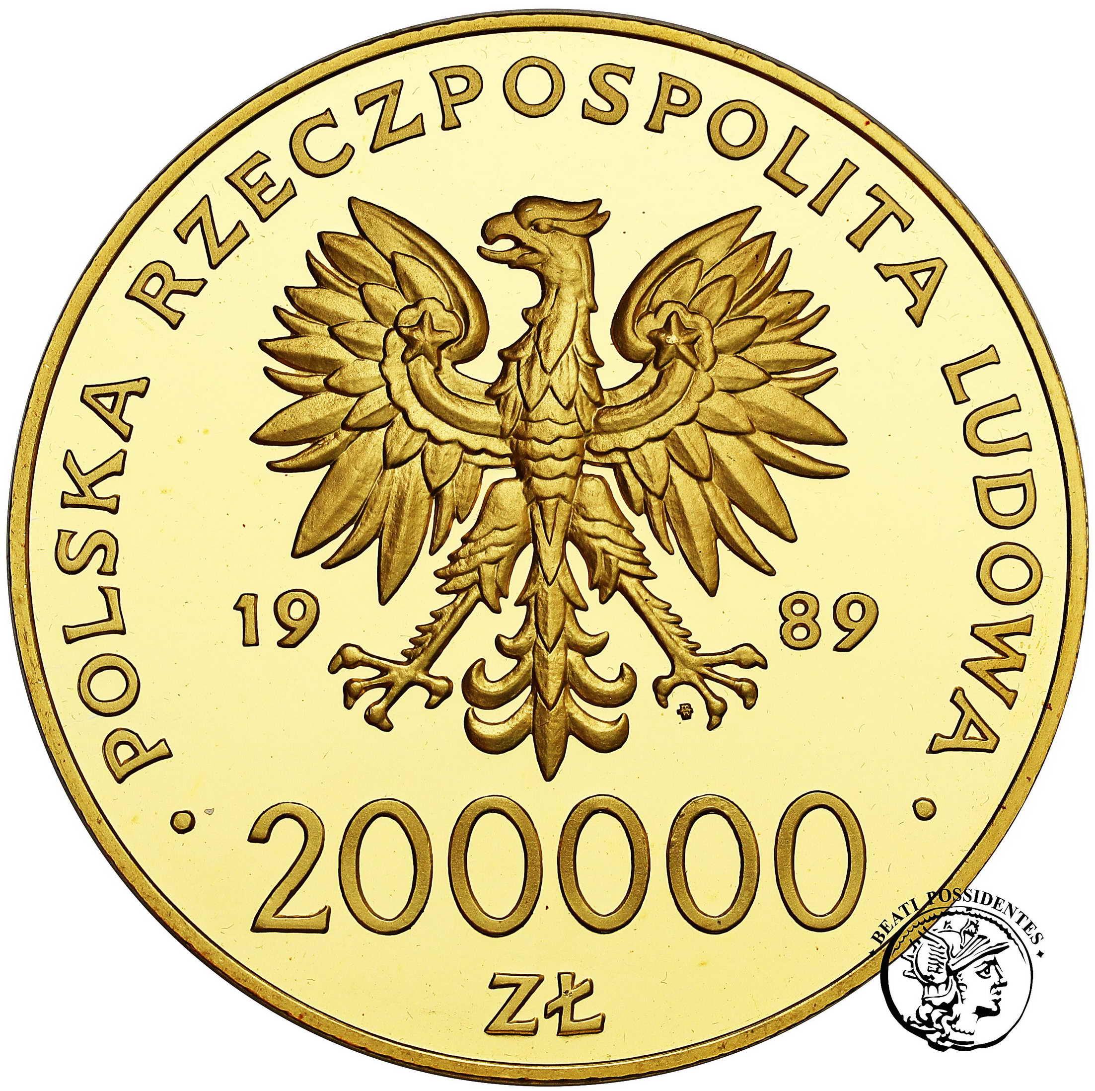 Polska 200 000 złotych 1989 Jan Paweł II „kratka”  st. L