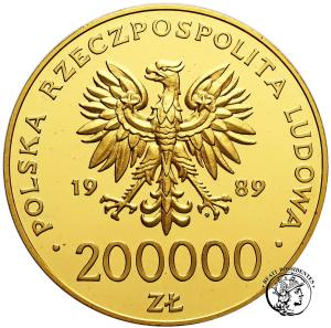 Polska 200 000 złotych 1989 Jan Paweł II „kratka”  st. L