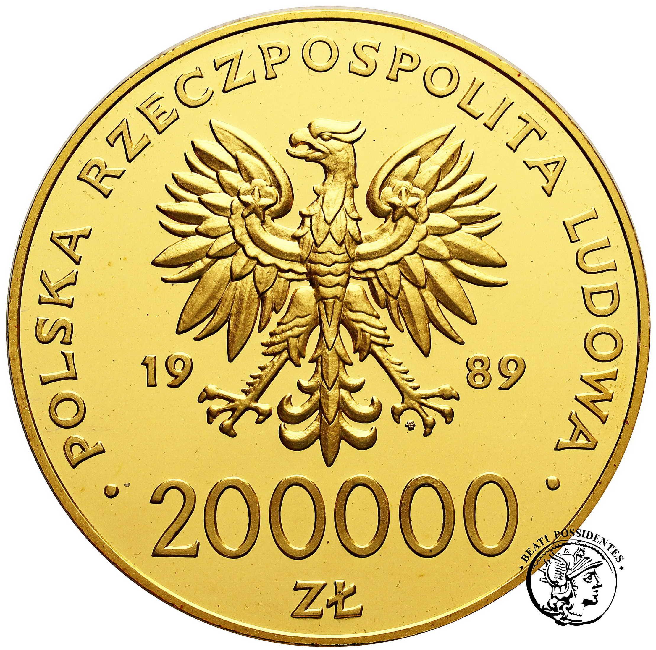 Polska 200 000 złotych 1989 Jan Paweł II „kratka”  st. L