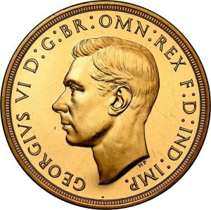 Wielka Brytania. George VI (1936-1952). 5 funtów 1937 STEMPEL LUSTRZANY - RZADKO