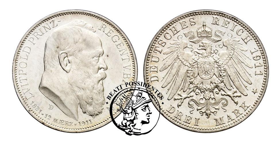 Niemcy Bayern 3 Mark 1911 D PP st. L/L-