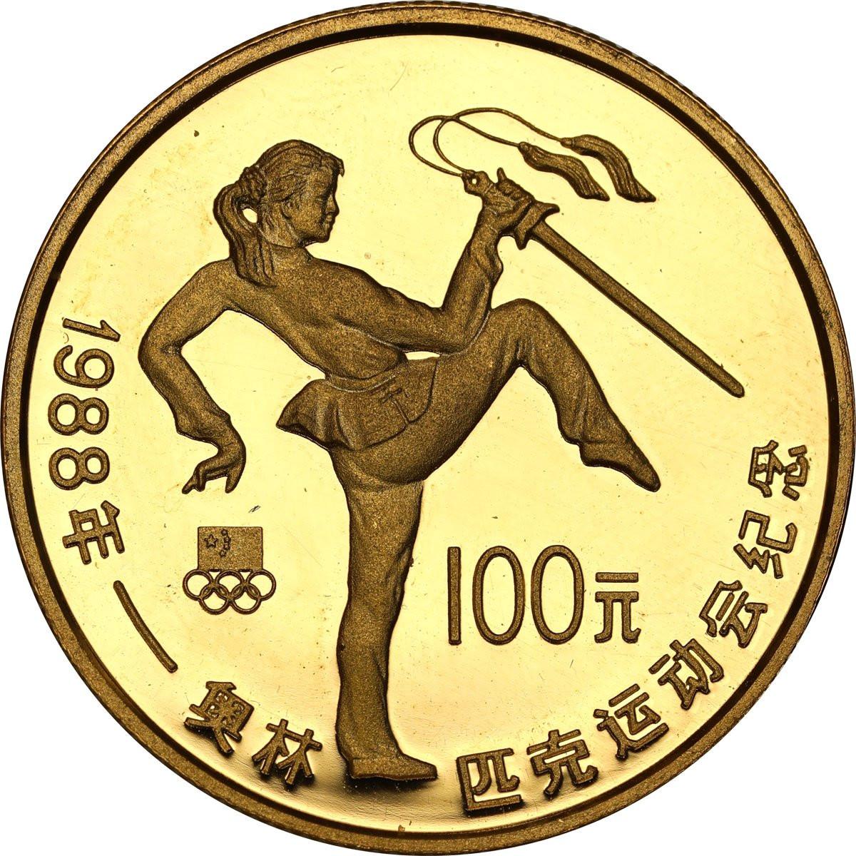 Chiny 100 Yuan 1988 Tańcząca kobieta RZADKIE - STEMPEL LUSTRZANY