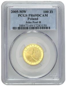 100 złotych 2005 Jan Paweł II PCGS PR69 DCAM (2 MAX)