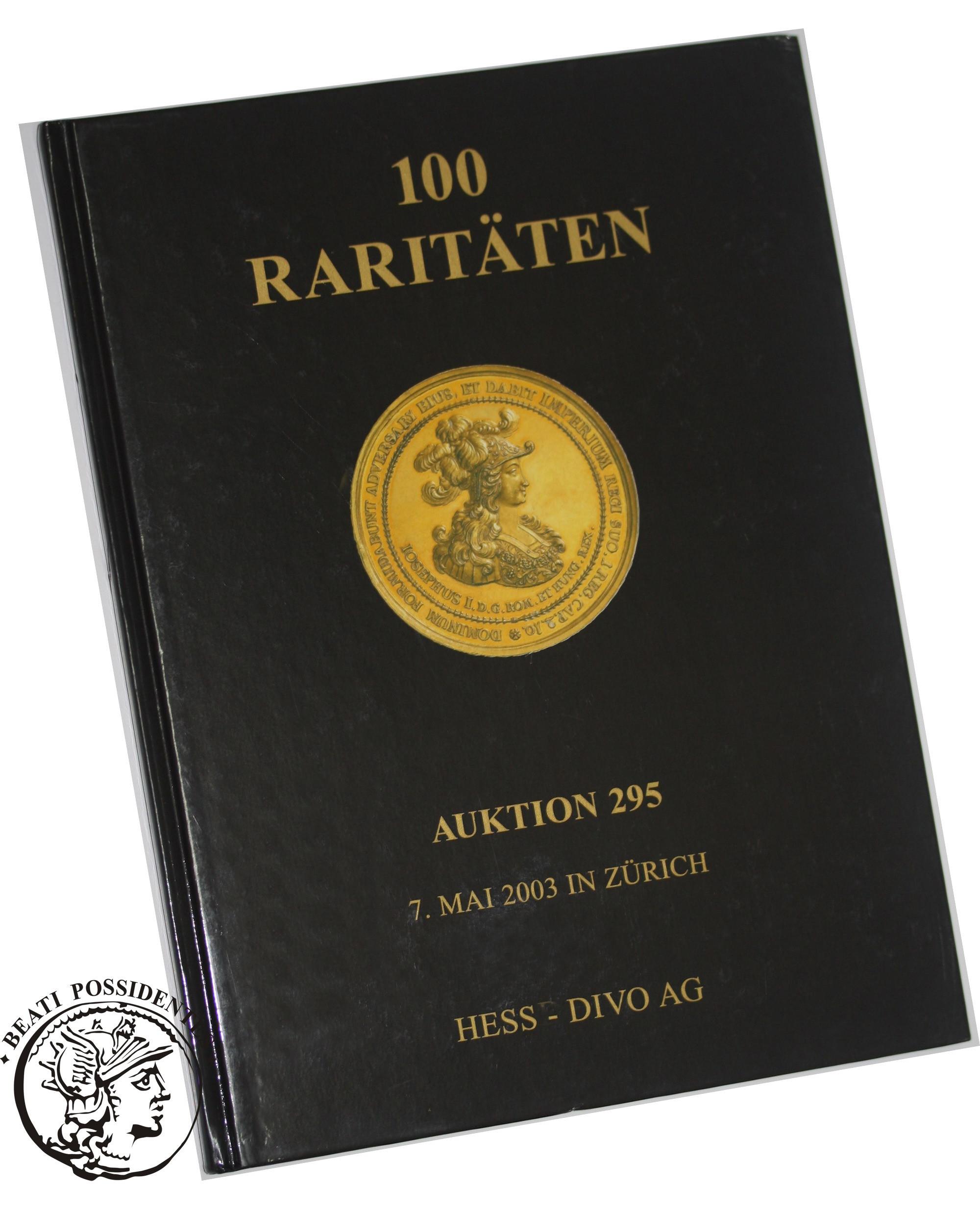 Hess-Divo AG, Zürich, Katalog 295 z 07.05.2003, 100 Rarities.