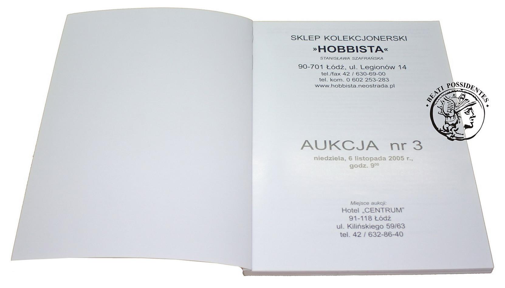 Katalog z aukcji nr 3 (6 listopada 2005 r). Sklep Kolekcjonerski HOBBISTA.