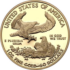 USA. Złote 50 $ dolarów 2013 Orzeł (Eagle) - LUSTRZANY – uncja złota