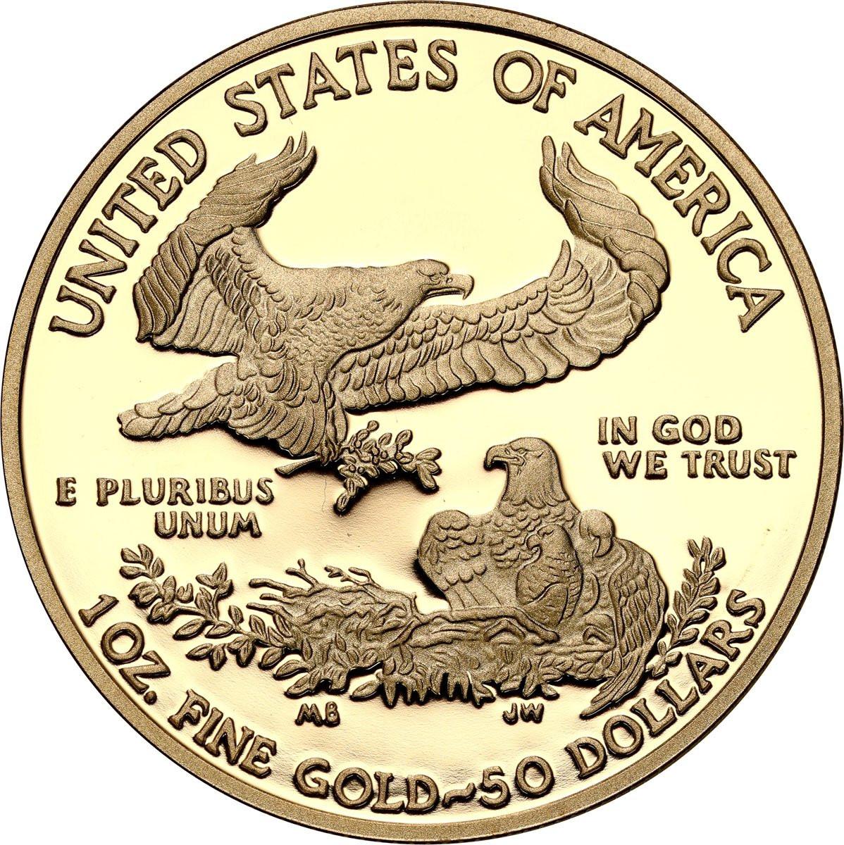 USA. Złote 50 $ dolarów 2013 Orzeł (Eagle) - LUSTRZANY – uncja złota