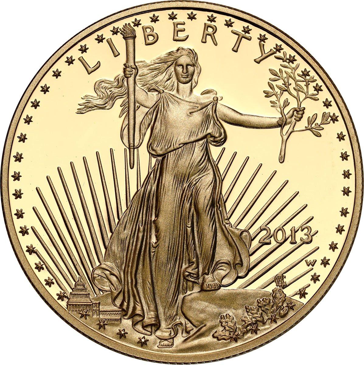 USA. Złote 50 $ dolarów 2013 Orzeł (Eagle) - LUSTRZANY – uncja złota