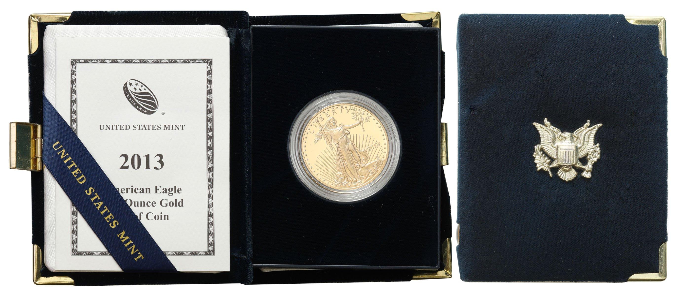 USA. Złote 50 $ dolarów 2013 Orzeł (Eagle) - LUSTRZANY – uncja złota