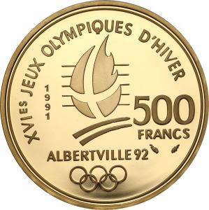 Francja. 500 franków 1991 Pierre de Coubertin – Olimpiada Albertville