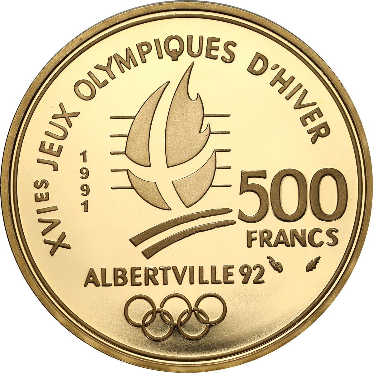 Francja. 500 franków 1991 Pierre de Coubertin – Olimpiada Albertville