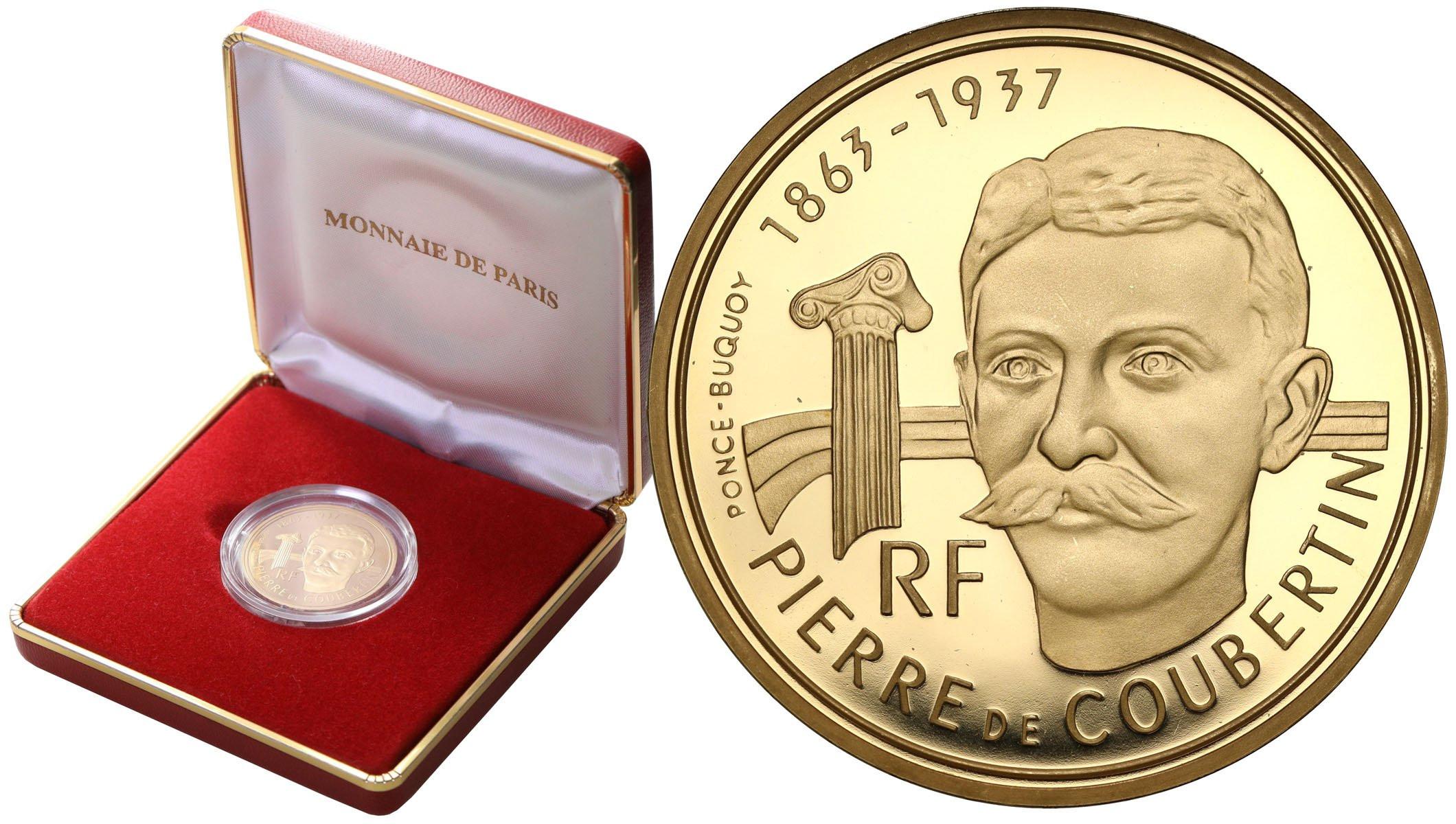 Francja. 500 franków 1991 Pierre de Coubertin – Olimpiada Albertville
