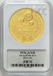 500 złotych 2012 UEFA EURO Piłka Nożna GCN PR70 - 2 uncje złota