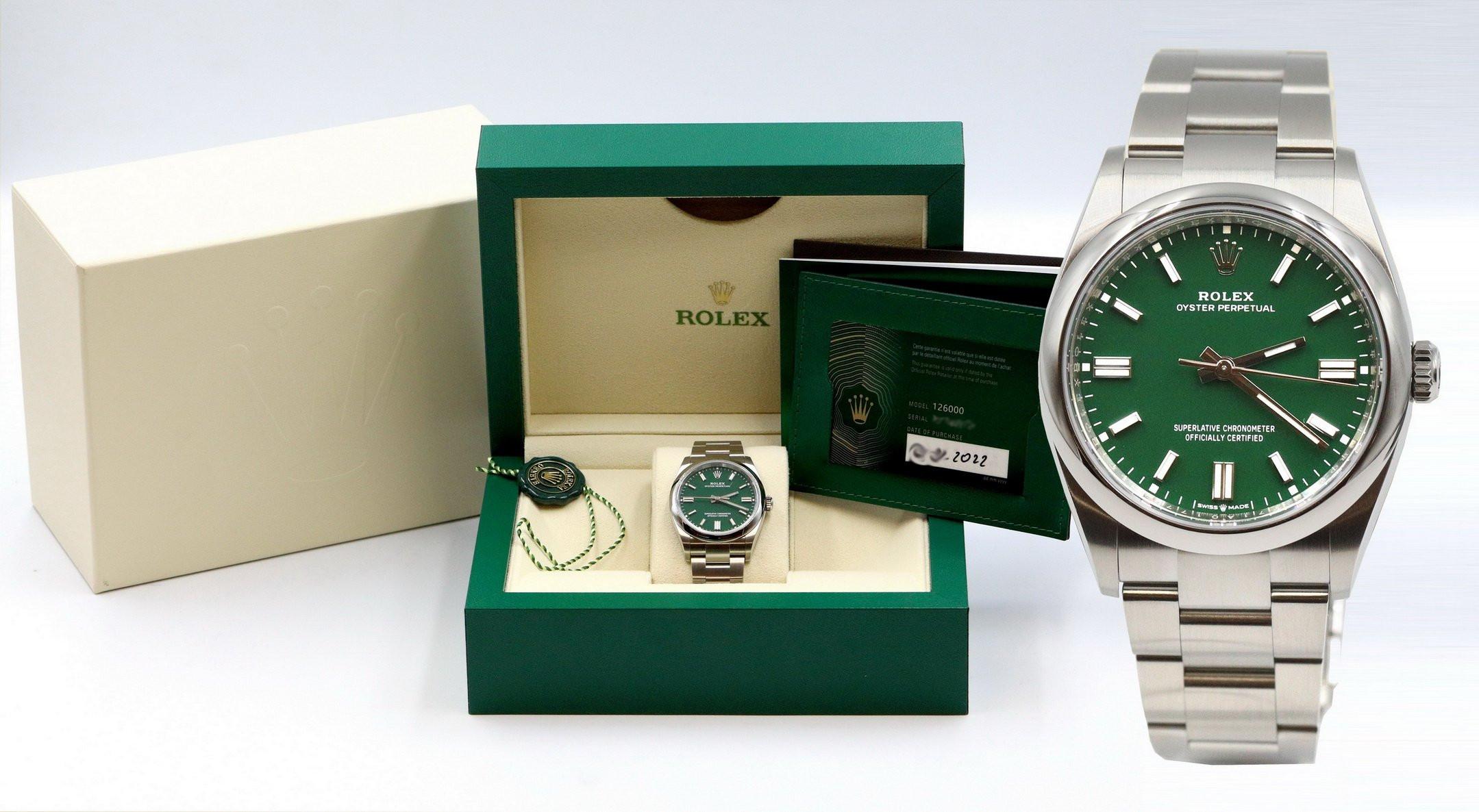 Zegarek Rolex Oyster 36 model 126000 - ZIELONY