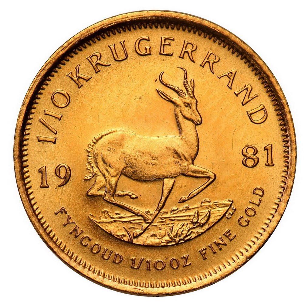 RPA. Złoty Krugerrand 1981 - 1/10 uncji złota