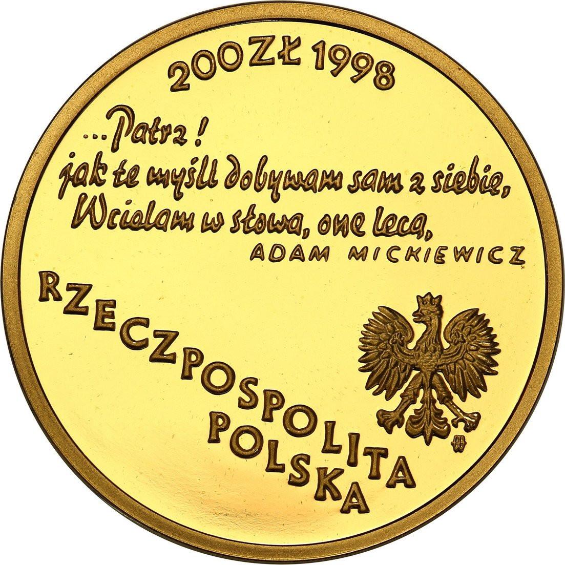 III RP 200 złotych 1998 Adam Mickiewicz - RZADKIE