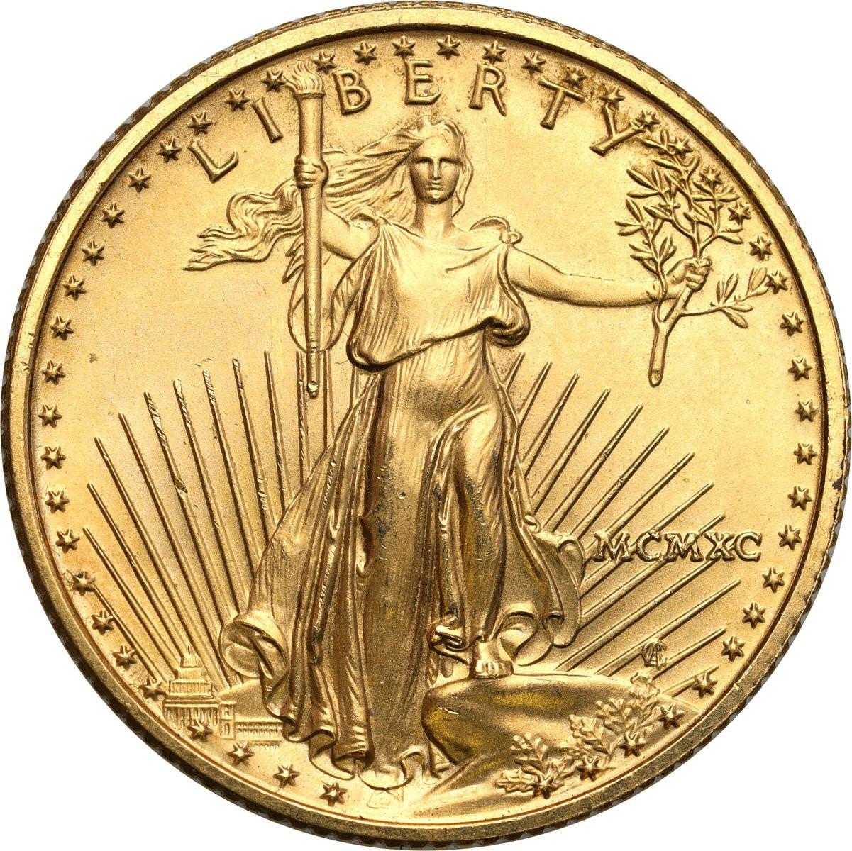 USA 10 dolarów 1990 Liberty 1/4 uncji złota