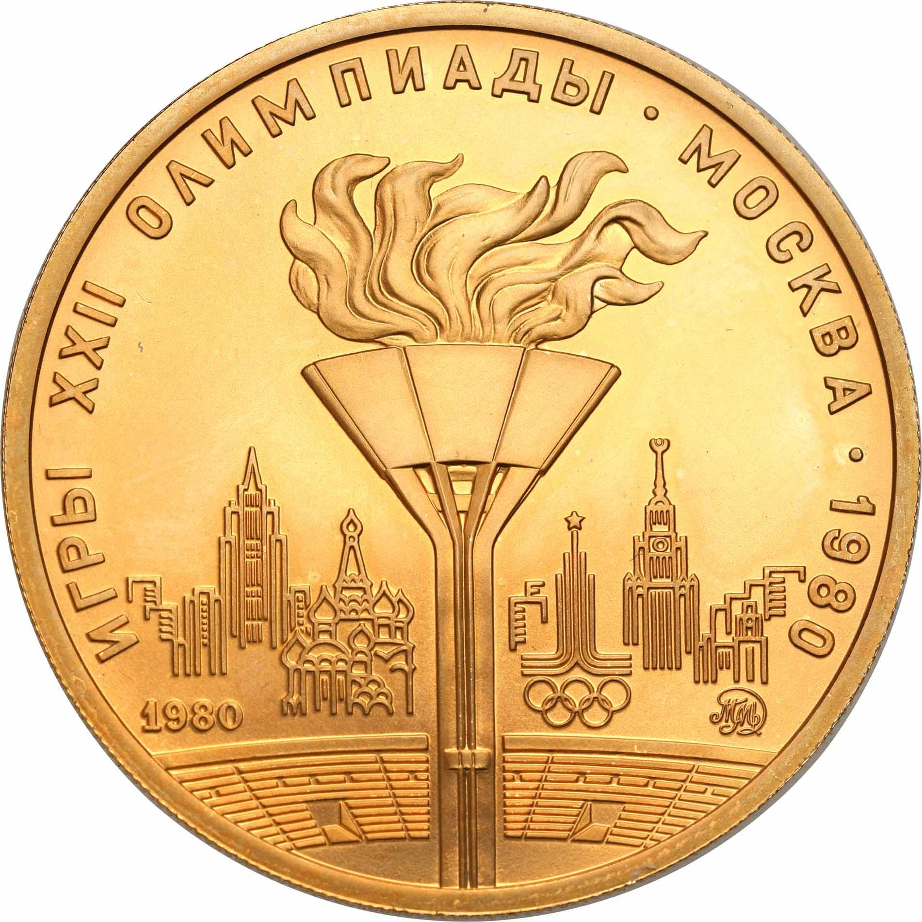 Rosja 100 Rubli 1980 Olimpiada Moskwa ZNICZ najrzadsza - 1/2 uncji złota