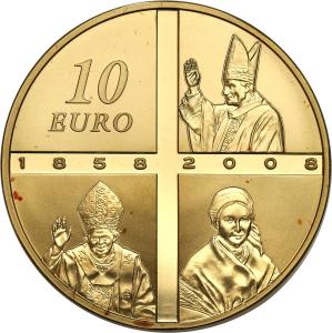 Francja. 10 Euro 2008 Lourdes - 1/4 uncji złota