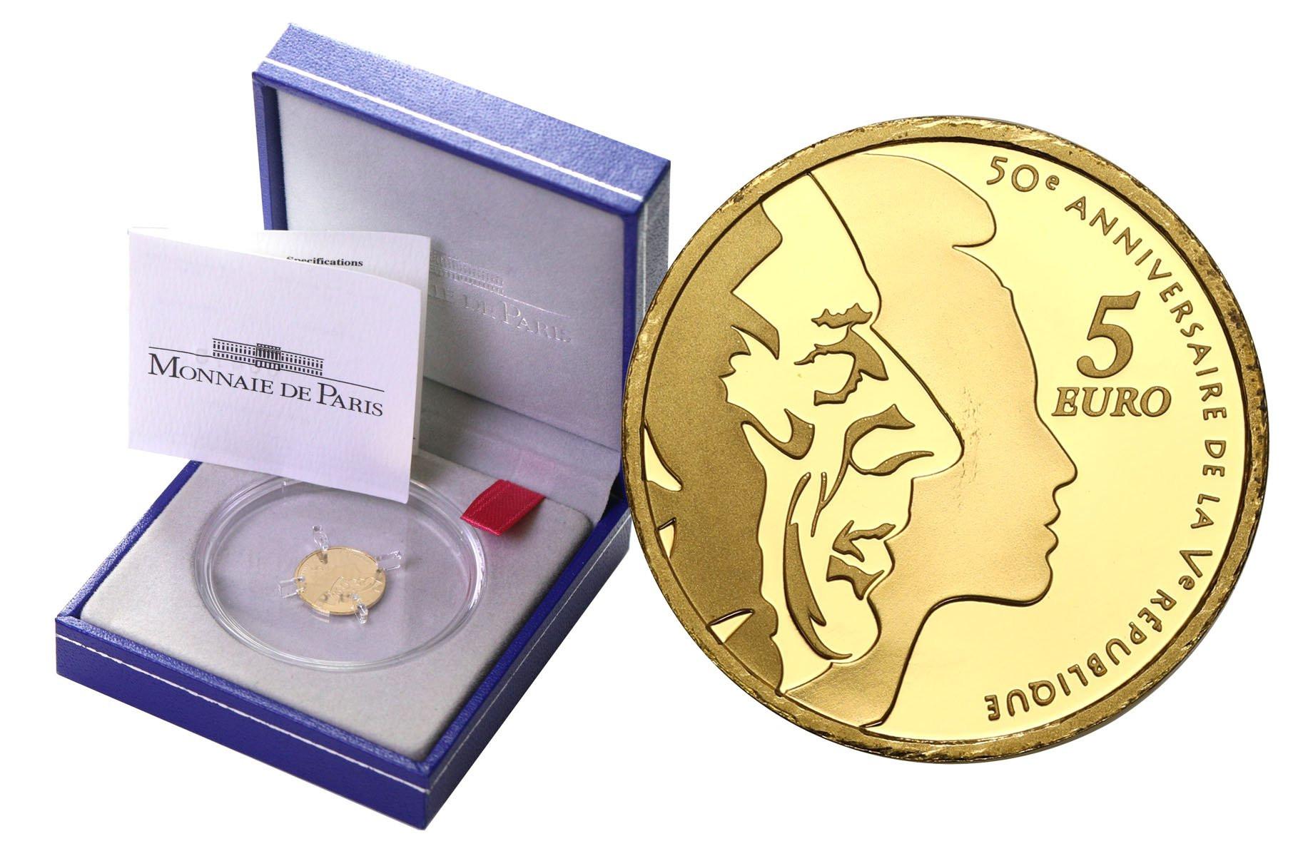 Francja. 5 euro 2008 Lourdes - 1/25 uncji złota