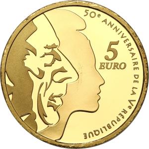 Francja. 5 euro 2008 Lourdes - 1/25 uncji złota