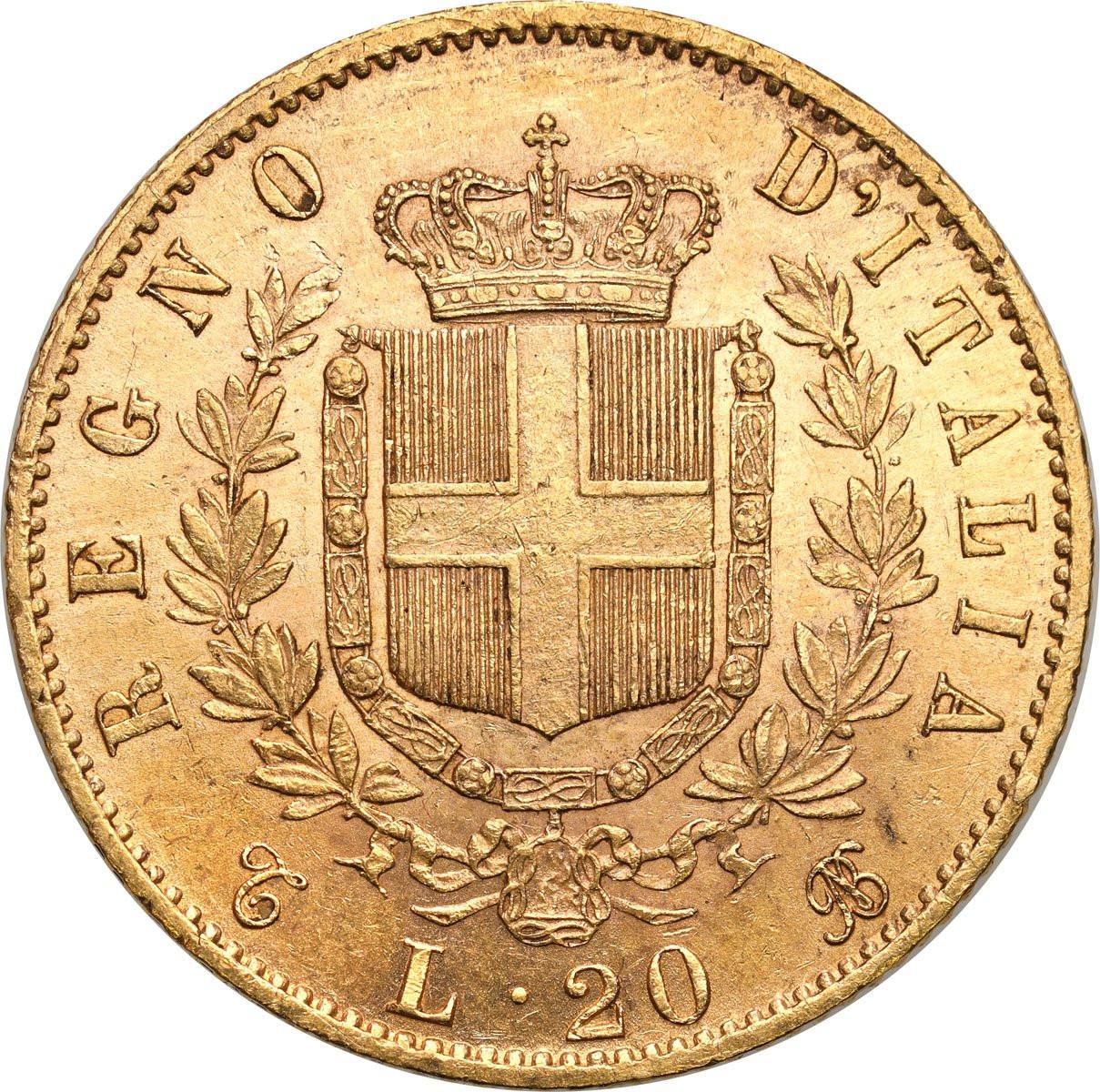 Włochy. Emanuel II 20 Lirów 1863 - PIĘKNE