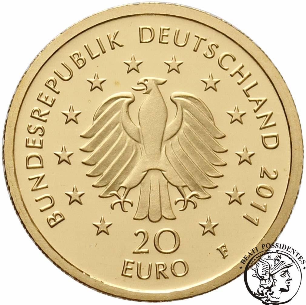 Niemcy 20 Euro 2010 Liść Buku 1/8 Oz Au st. L stempel lustrzany