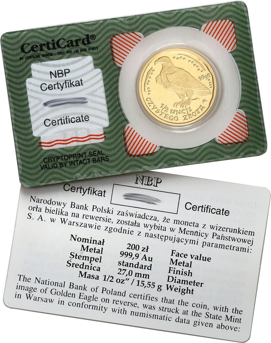Polska. 200 złotych 2007 Orzeł Bielik – 1/2 UNCJI ZŁOTA