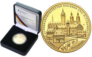 Niemcy. 100 euro 2017 UNESCO - luterańskie obiekty w Eisleben - 1/2 uncji złota