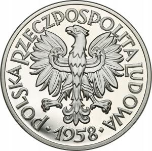 REPLIKA monety 5 złotych 1958 Rybak SREBRO