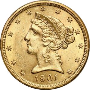 USA 5 dolarów Liberty 1901 S San Francisco