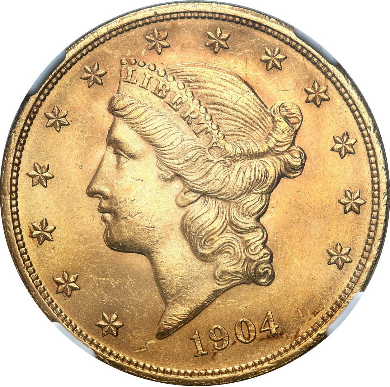 USA. 20 dolarów 1904 Liberty Filadelfia NGC MS64
